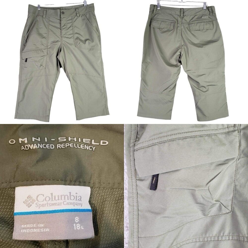 Columbia Pants Cargo Capri Women’s Size 8 Omni Shield W Kestrel Trail Stretch